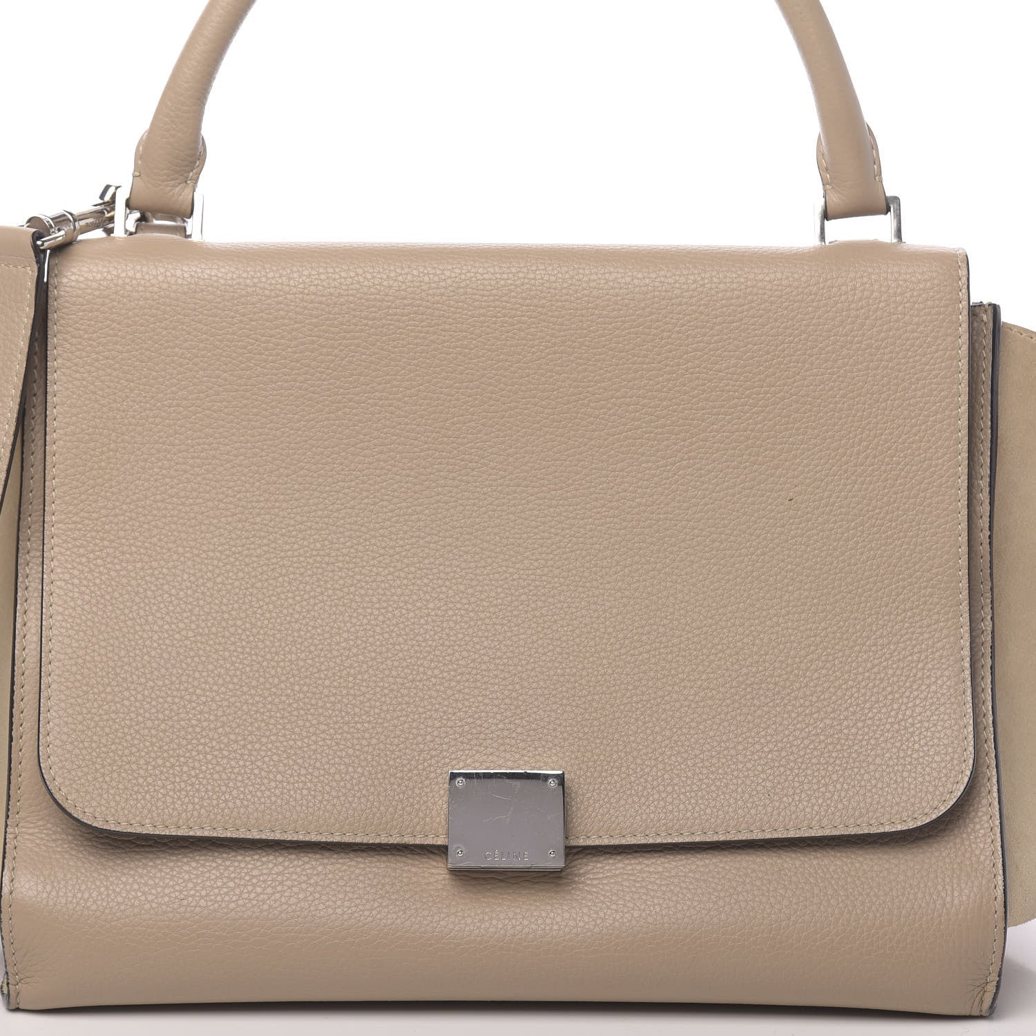 Celine Drummed Calfskin Suede Medium Trapeze Dune 13 of 15