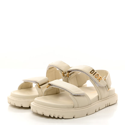 Christian Dior Lambskin Dioract 10mm Sandals 38 Off White 3 of 10