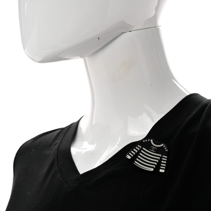Chanel Resin Sweater CC Brooch Black White 2 of 5
