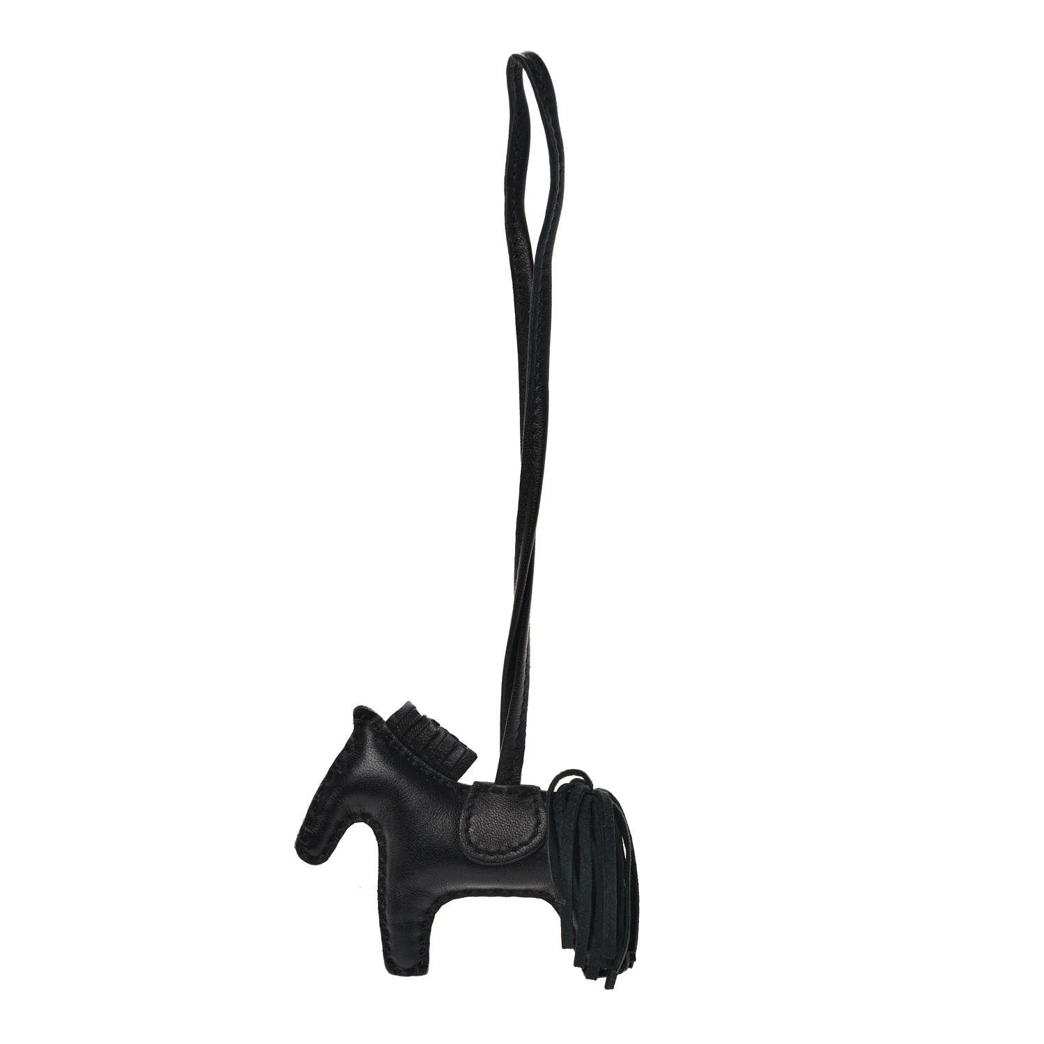 Hermes Milo Lambskin Grigri Rodeo Horse Bag Charm PM So Black 1 of 3