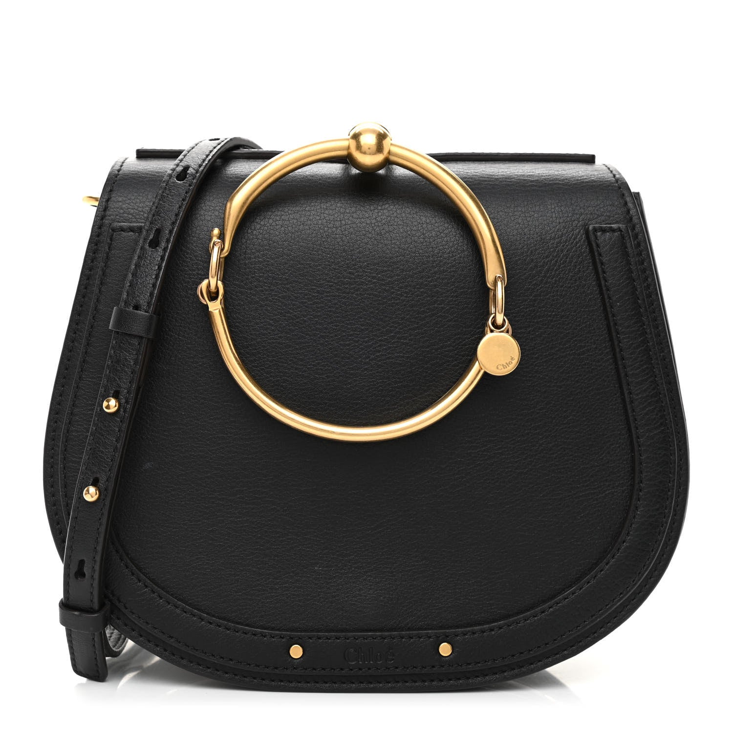 Chloe Calfskin Suede Medium Nile Bracelet Bag Black 1 of 14