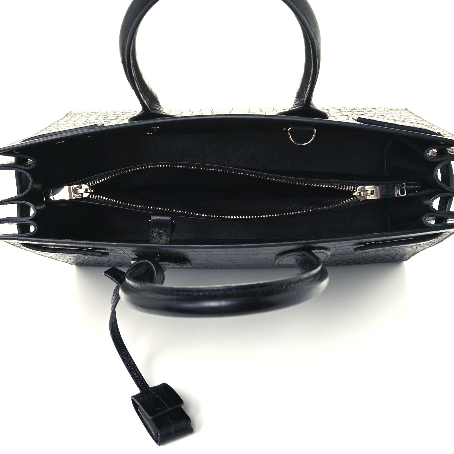 Saint Laurent Calfskin Crocodile Embossed Small Sac de Jour Black 5 of 12