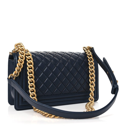 Chanel Lambskin Quilted Medium Boy Flap Blue 3 of 10