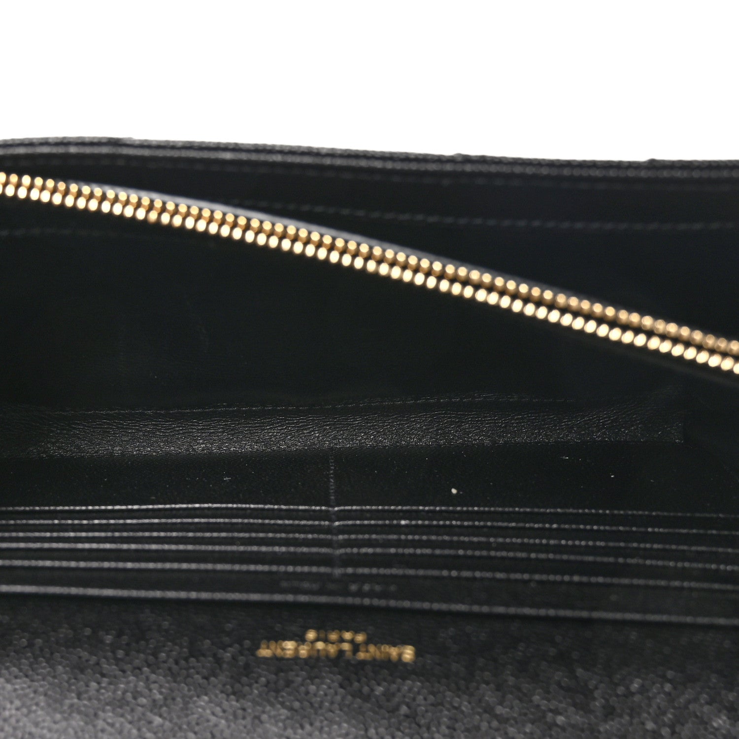 Saint Laurent Grain De Poudre Matelasse Chevron Monogram Chain Wallet Black 5 of 9