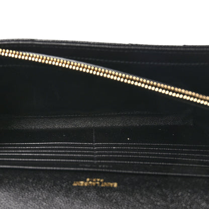 Saint Laurent Grain De Poudre Matelasse Chevron Monogram Chain Wallet Black 5 of 9
