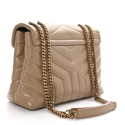 Saint Laurent Calfskin Y Quilted Monogram Small Loulou Chain Satchel Dark Beige 3 of 11