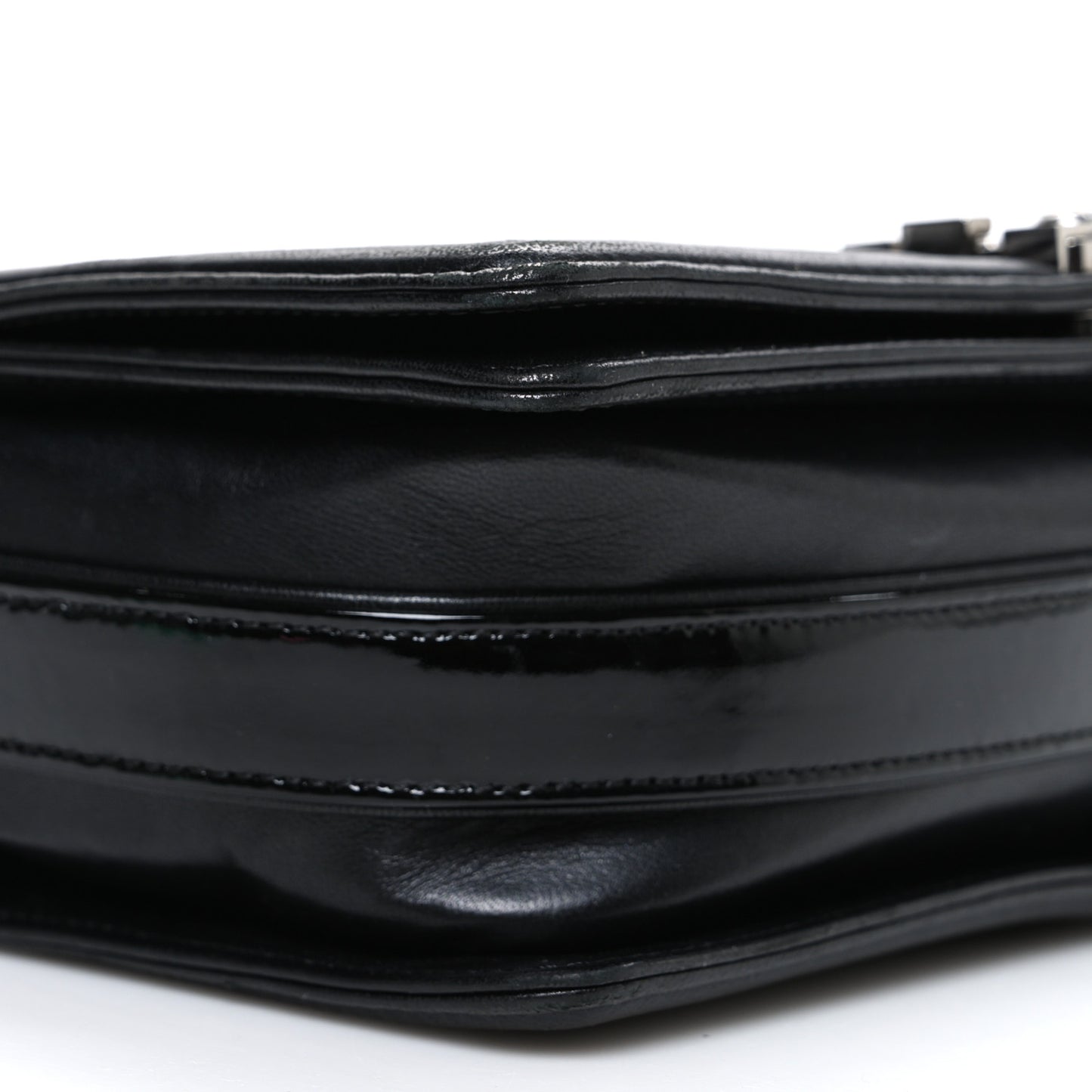 Calfskin Patent Braided Medium Boy Flap Black
