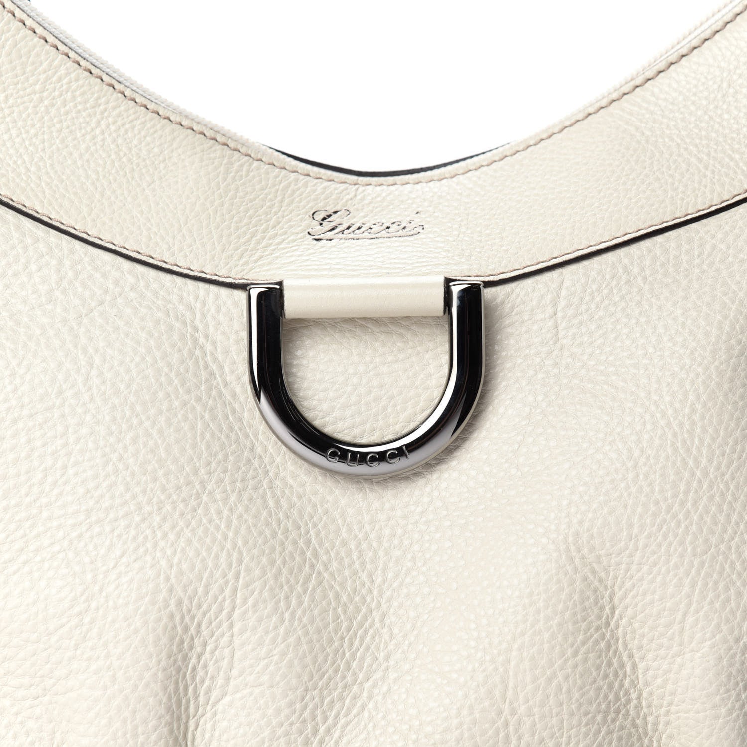 Gucci Calfskin Large D Gold Ring Hobo Off White 10 of 10