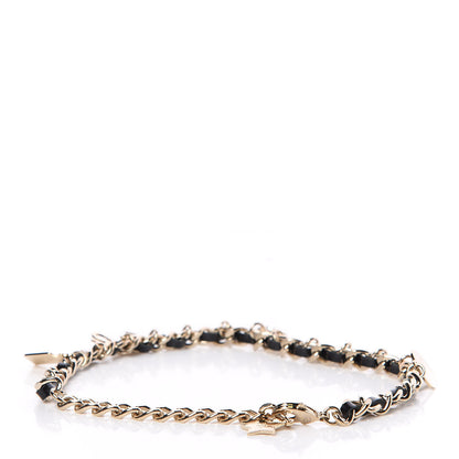 Chanel Glazed Calfskin Crystal Pearl Charm Short Necklace Black Gold 3 of 4