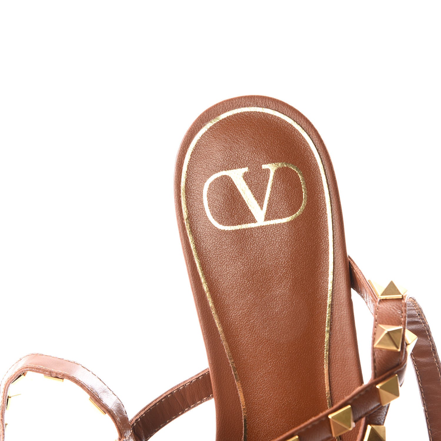 Valentino Garavani Calfskin Rockstud Flair Ankle Wrap Flat Sandals 38 Selleria 7 of 9