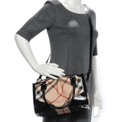 Burberry Patent Nova Check Pilgrim Tote Black 2 of 8