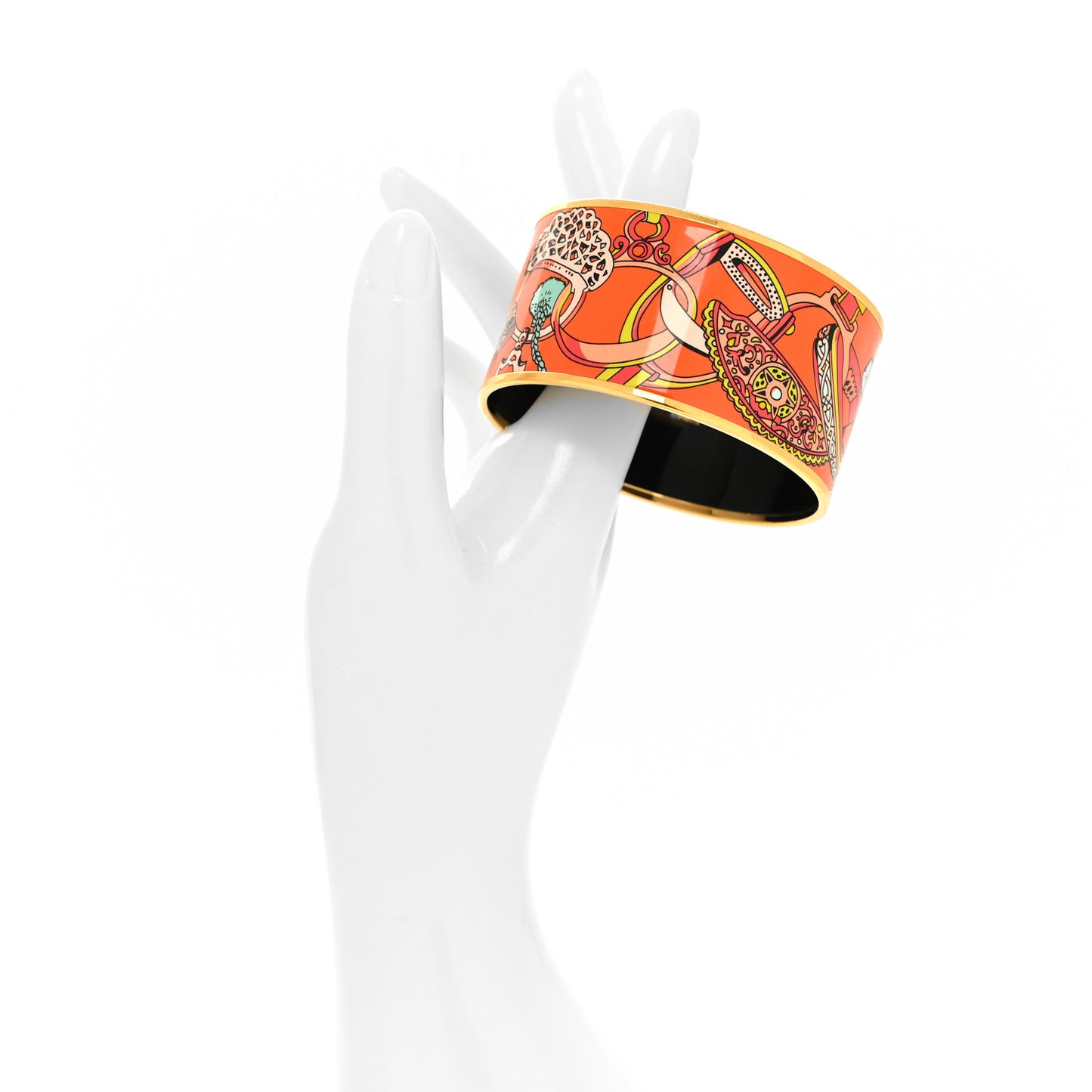 Enamel Printed Extra Wide Bracelet 65 Orange