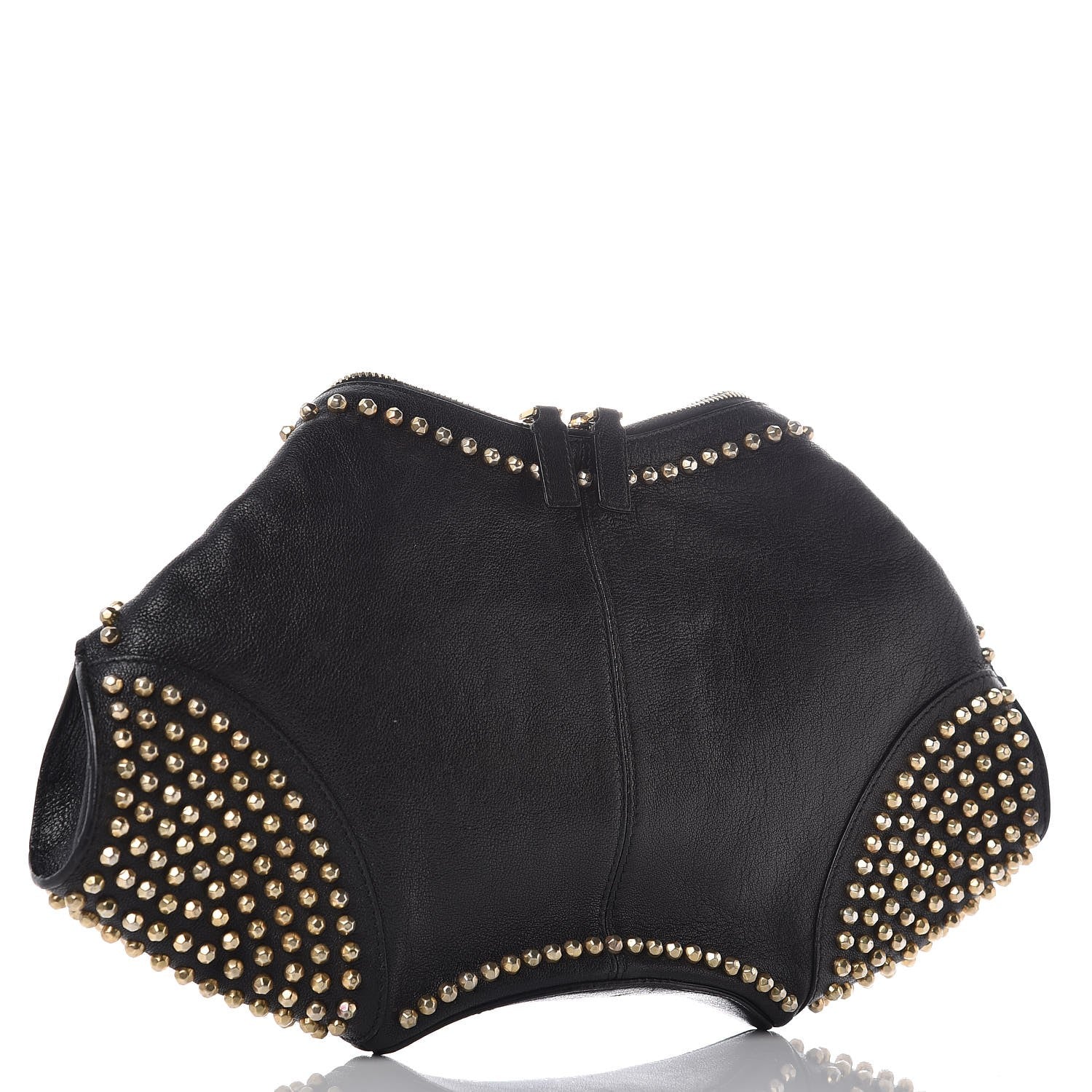 Alexander McQueen Calfskin Studded De Manta Clutch Black 3 of 8