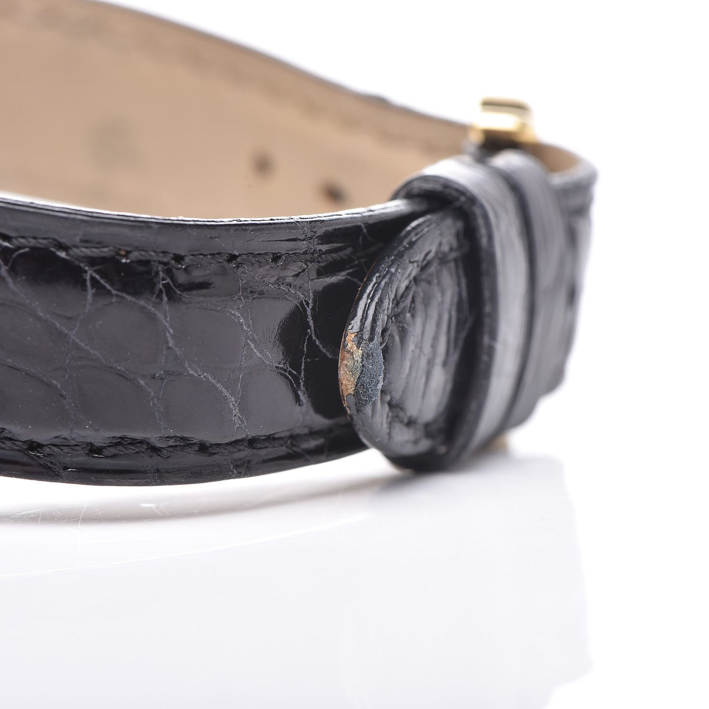18K Yellow Gold Alligator 30mm Vendome Quartz Watch