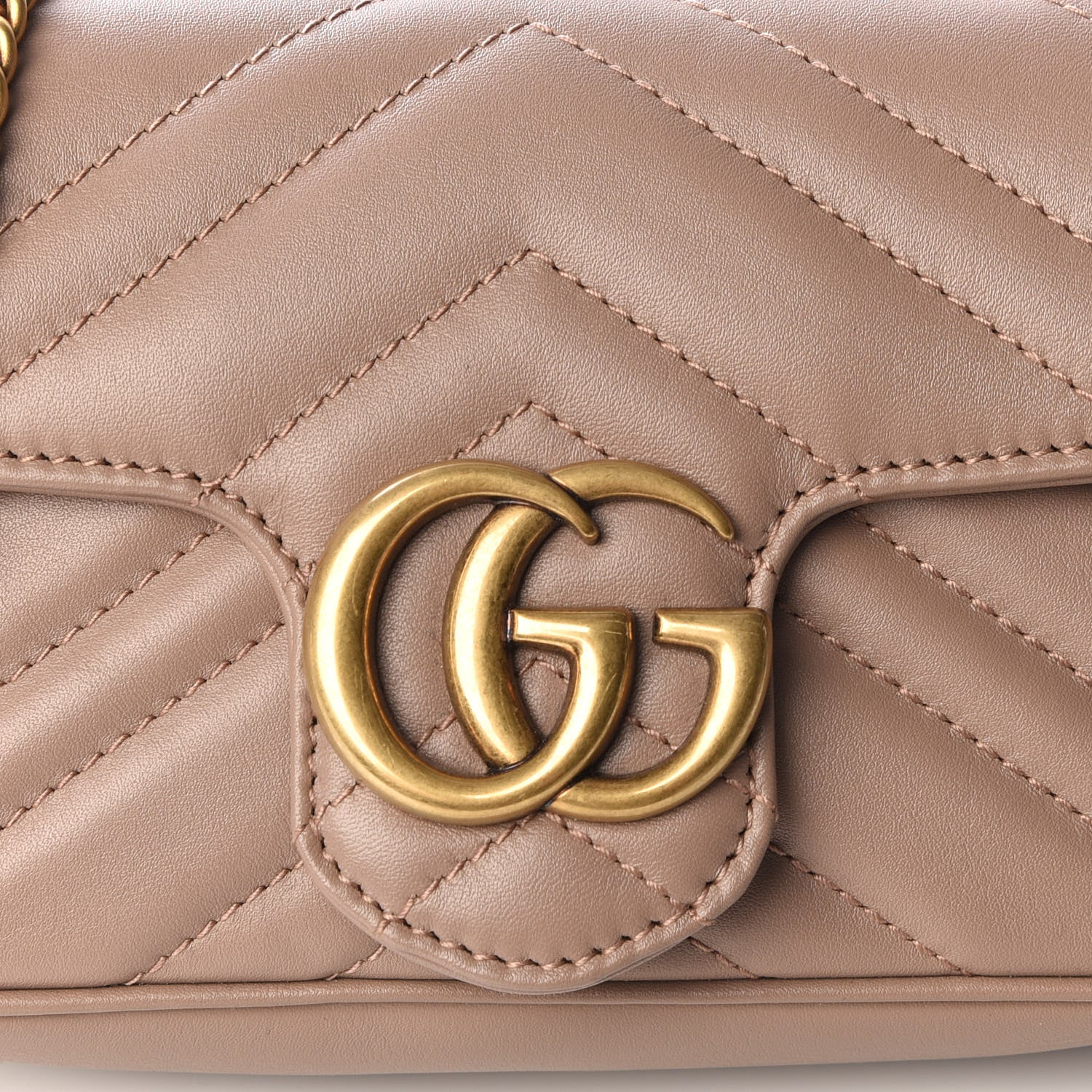 Gucci Calfskin Matelasse Super Mini GG Marmont Shoulder Bag Porcelain Rose 8 of 8