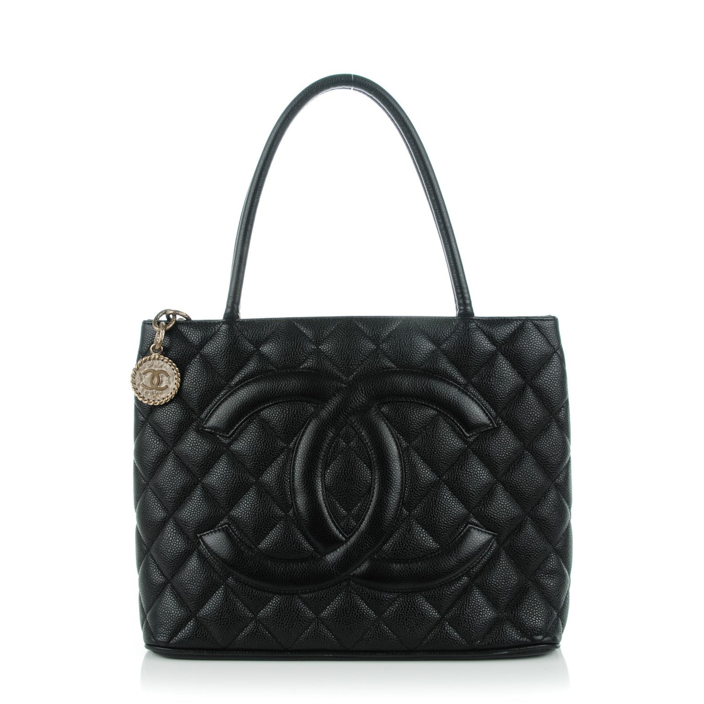 Caviar Quilted Medallion Tote Black