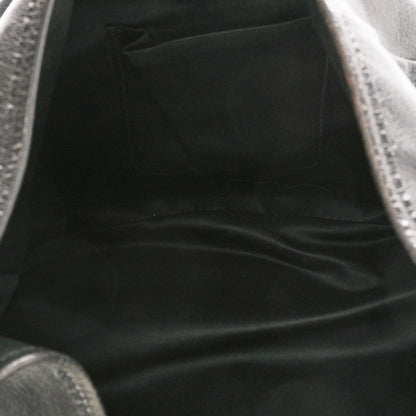 Saint Laurent Calfskin Horn Studded Logo Mombasa Hobo Black 4 of 9