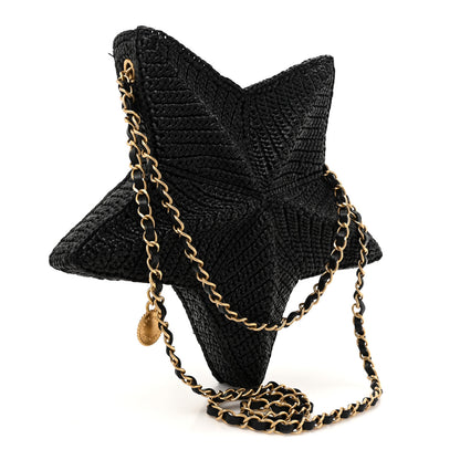 Chanel Raffia Star Coco Beach Bag Black 3 of 10