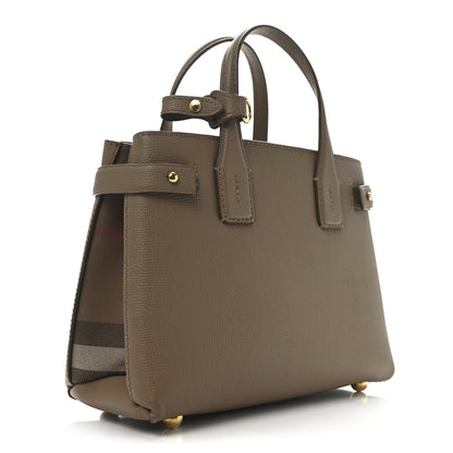 Burberry Grainy Calfskin House Check Small Banner Tote Tan 3 of 9