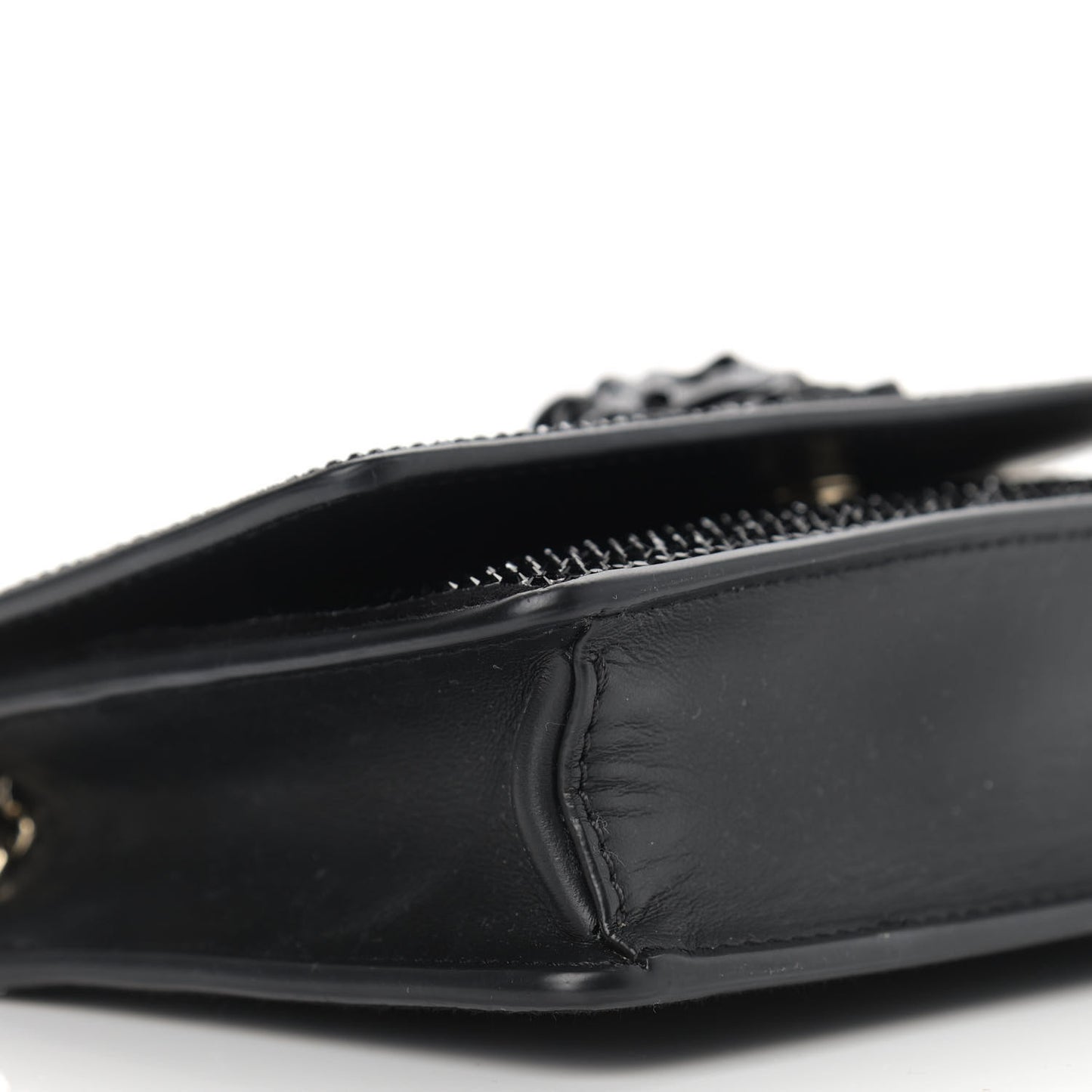 Calfskin Palazzo Crystal Chain Evening Bag Black