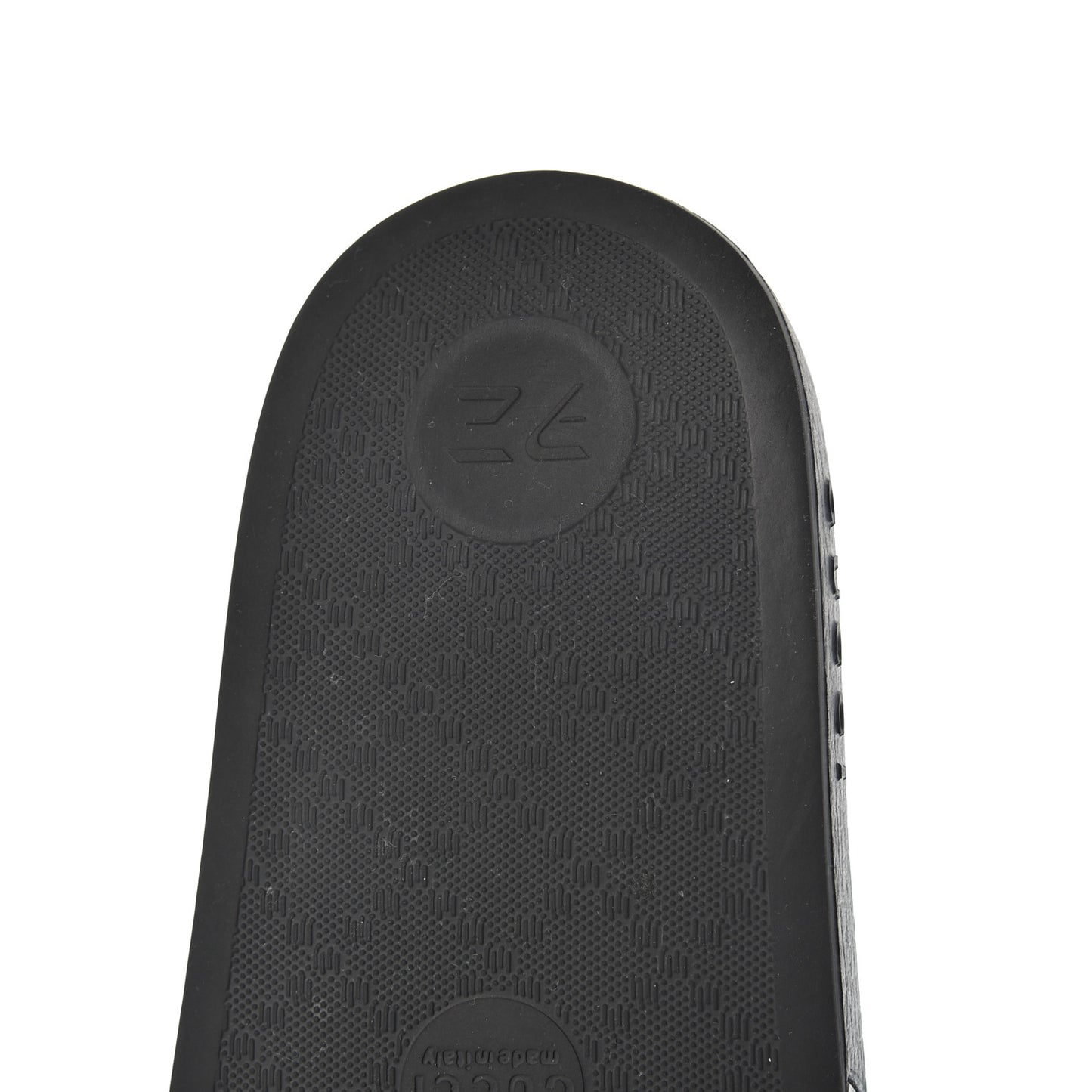 Rubber GG Monogram Mens Slide Sandals 6 Black
