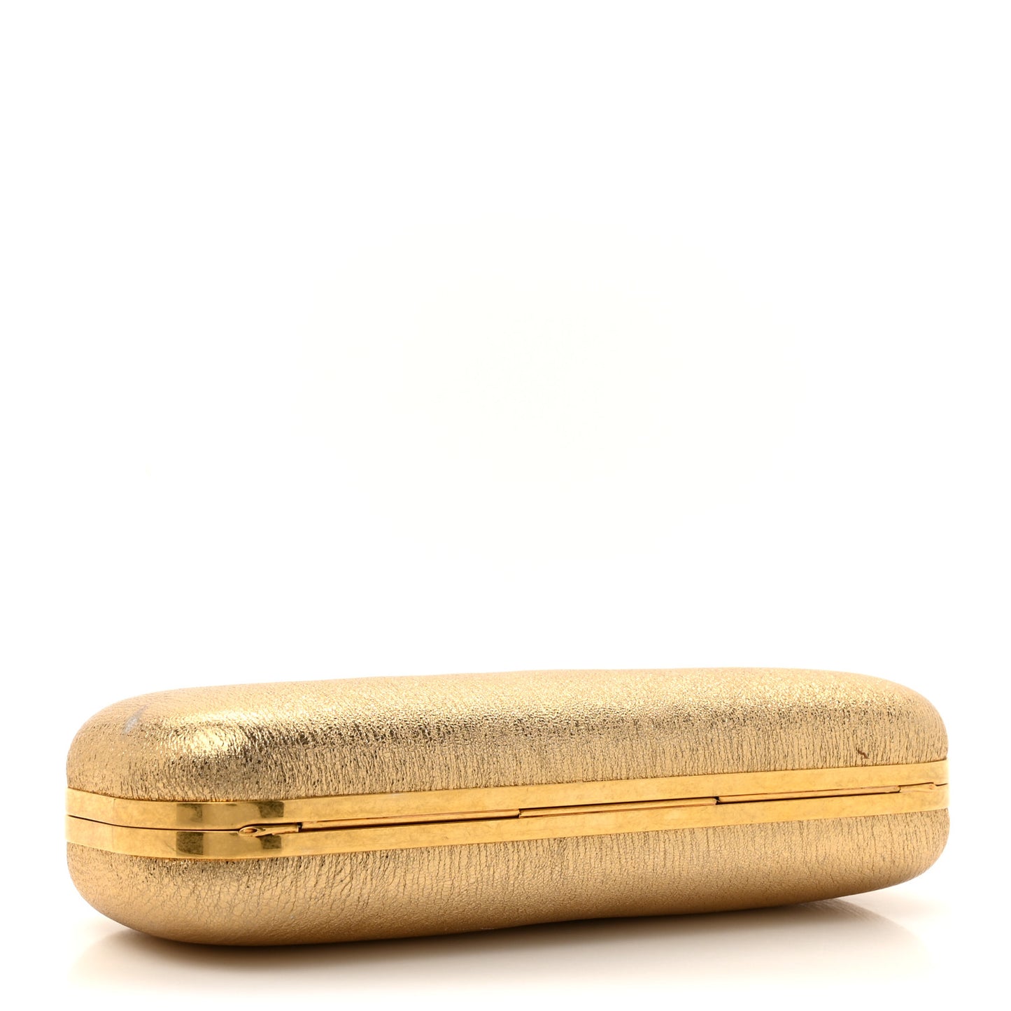 Nappa Metallic Twin Skull Box Clutch Gold