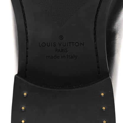 Louis Vuitton Glazed Calfskin Damier Embossed Haussmann Derby Lace Up Shoes 8 Black 8 of 9