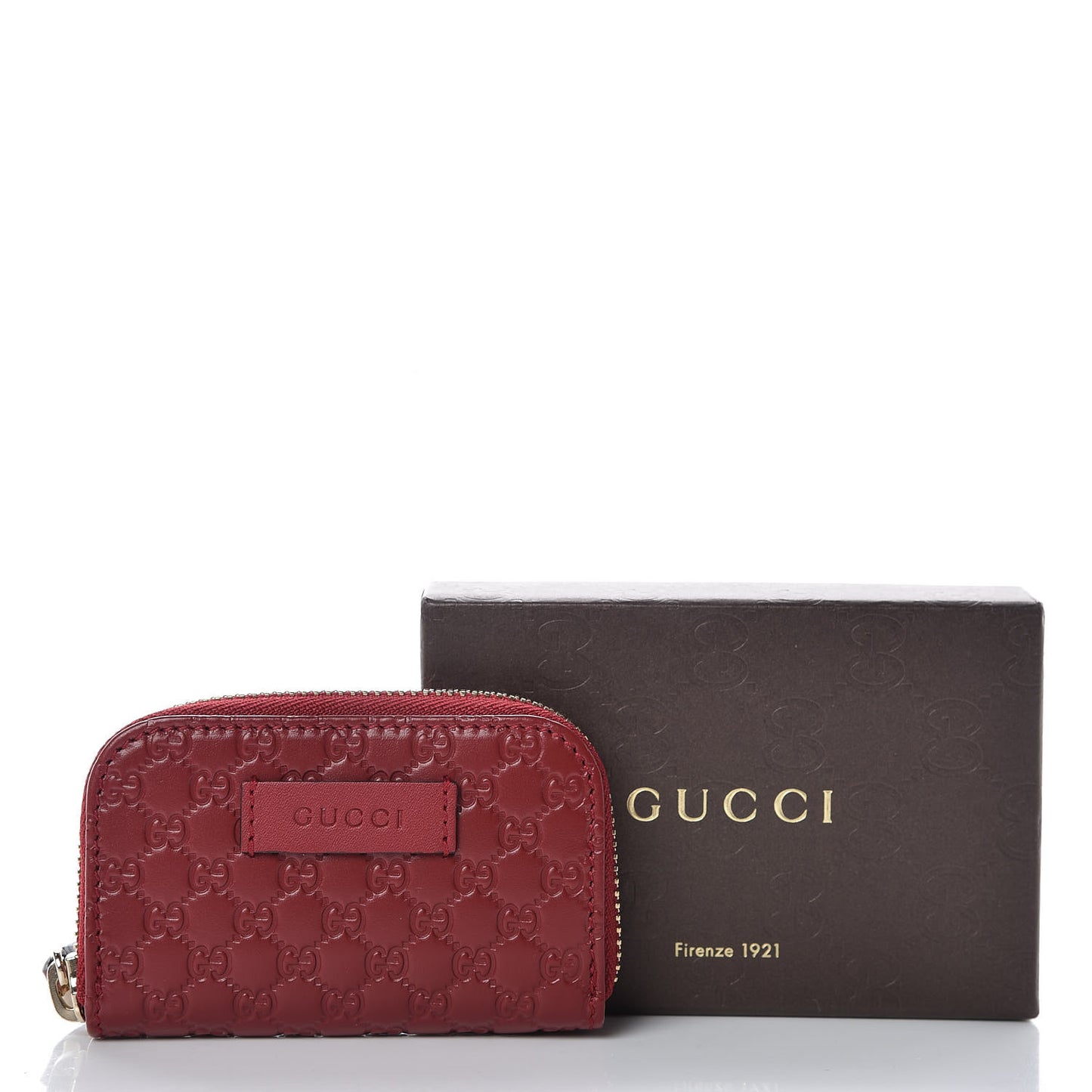 Microguccissima Zip Around Card Case Red