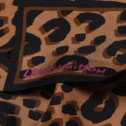 Louis Vuitton Silk Leopard Bandeau Scarf Marron 4 of 5