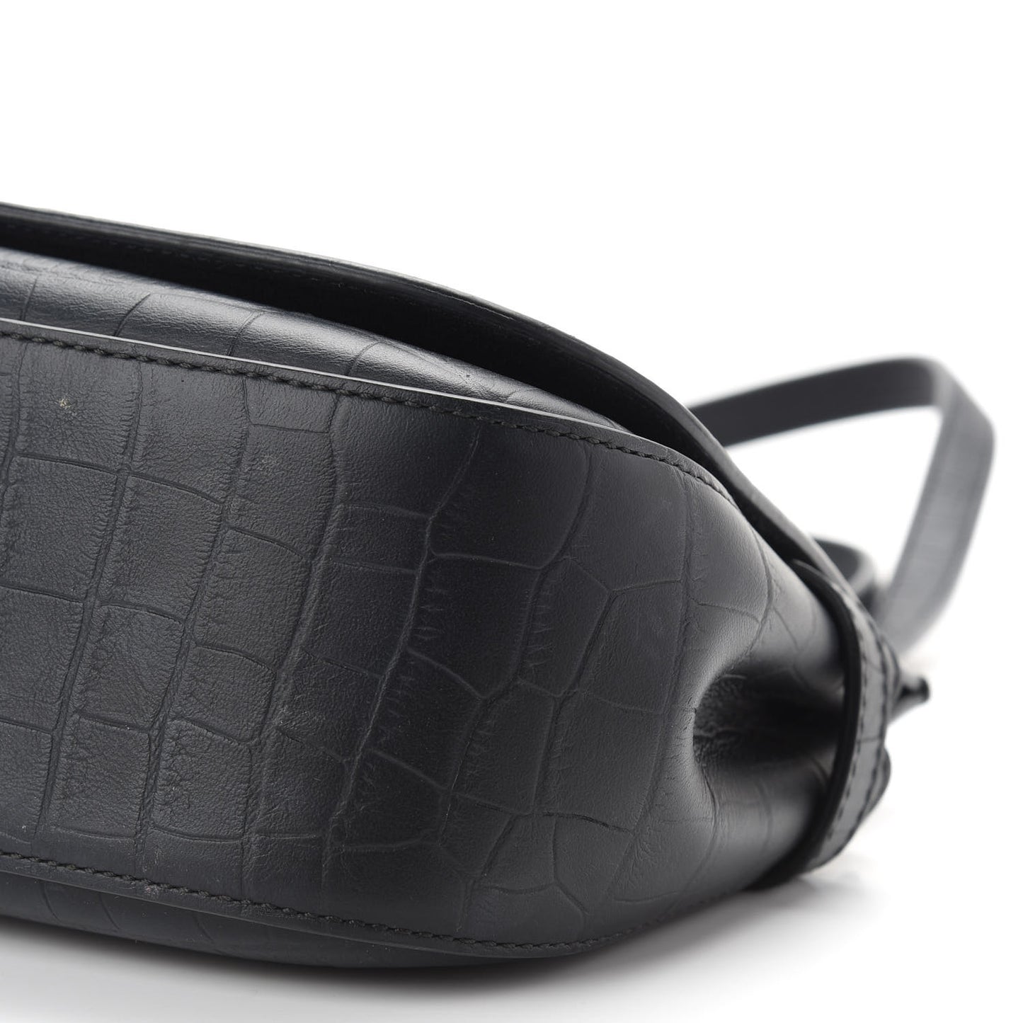 Calfskin Crocodile Embossed Small Amberley Satchel Black