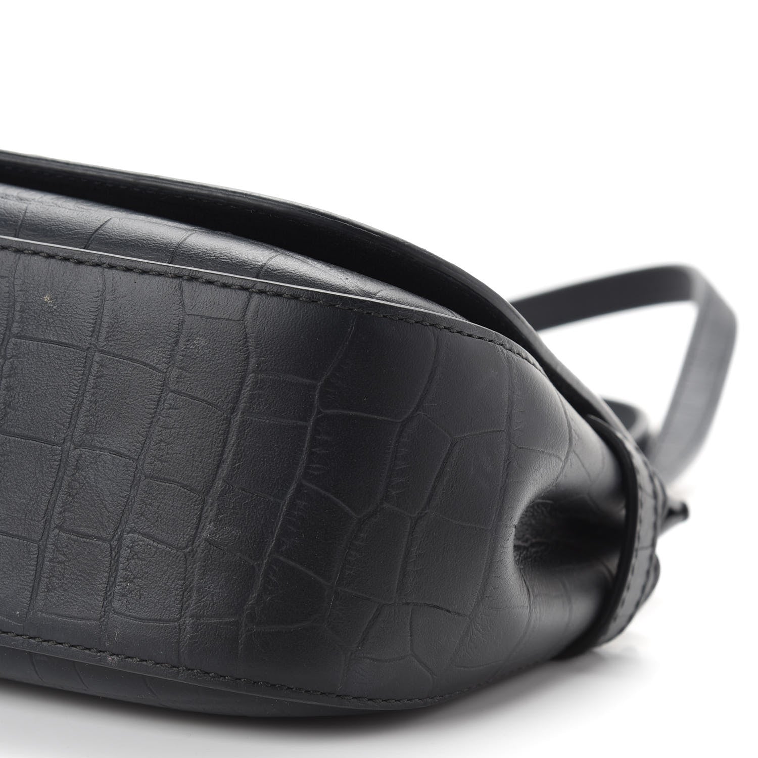 Mulberry Calfskin Crocodile Embossed Small Amberley Satchel Black 7 of 7