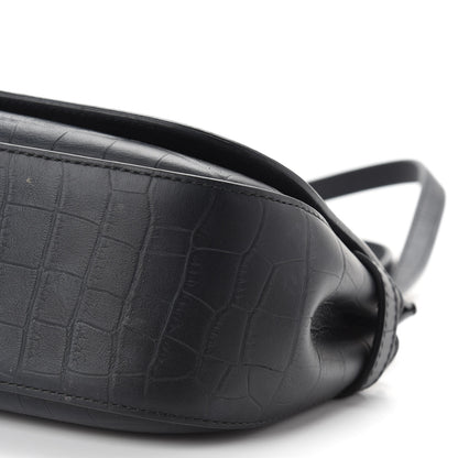 Mulberry Calfskin Crocodile Embossed Small Amberley Satchel Black 7 of 7