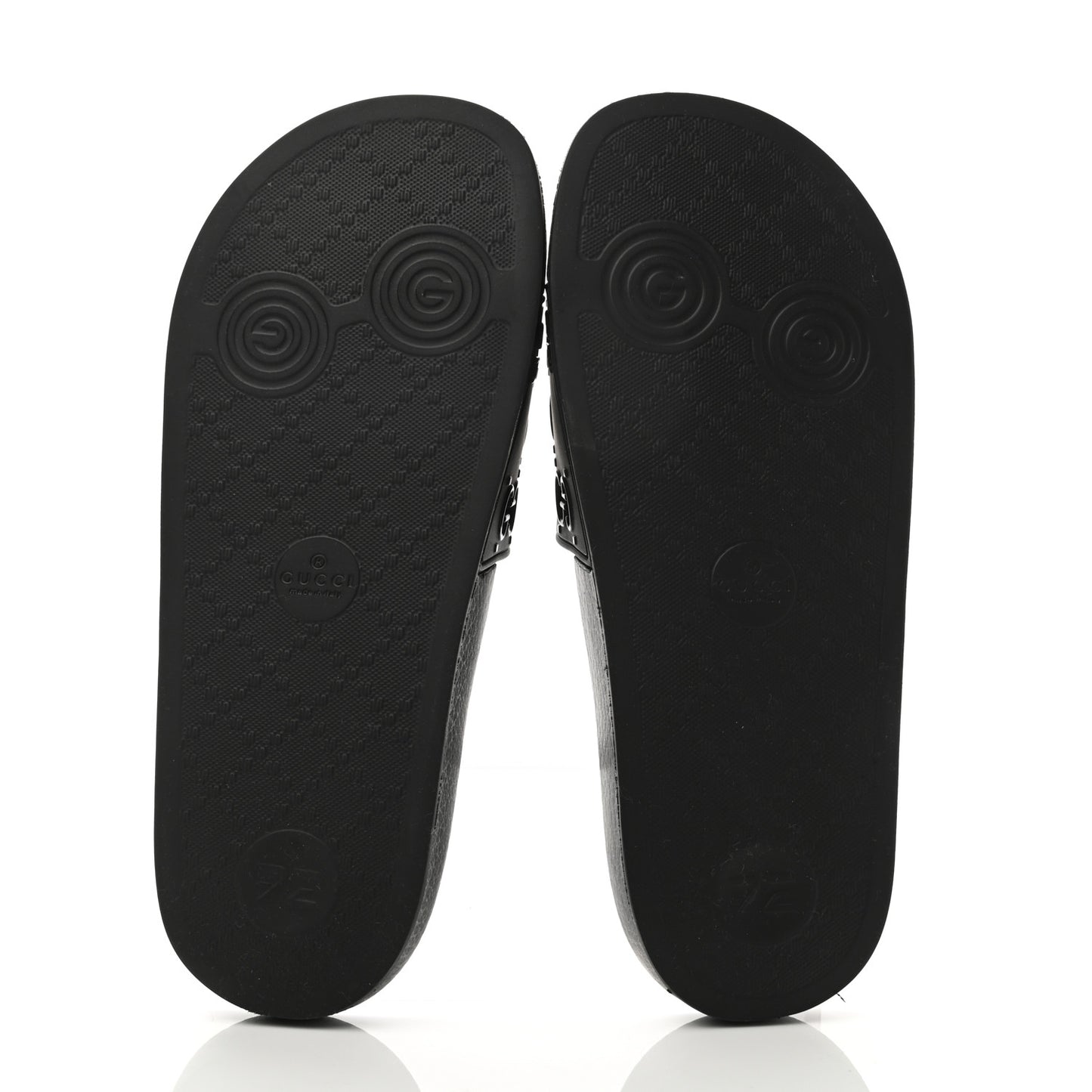 Rubber GG Monogram Perforated Womens Slide Sandals 37 Black