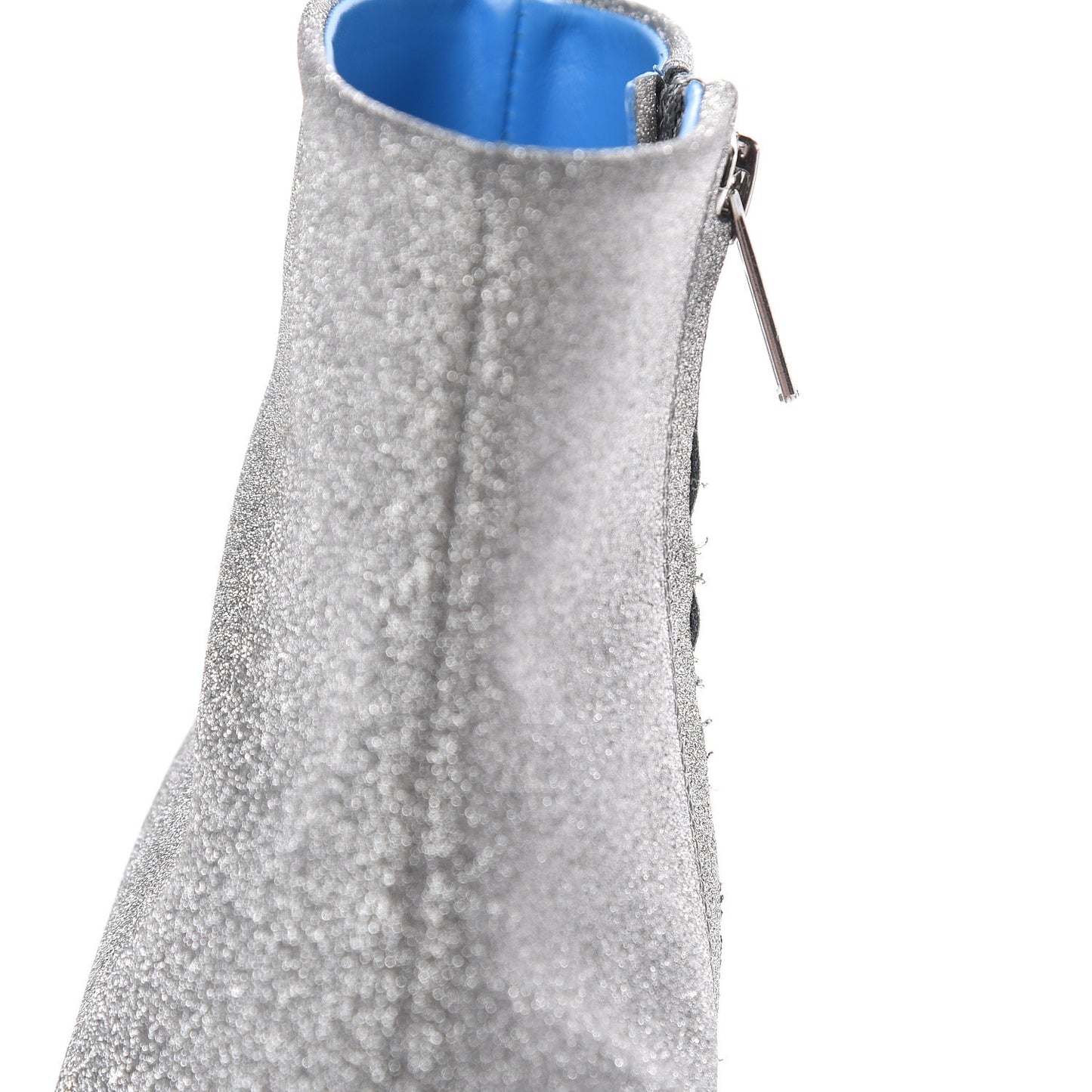 Calfskin Glitter Short 40mm Extreme Pointed Toe Knife Booties 36 Silver Hardware