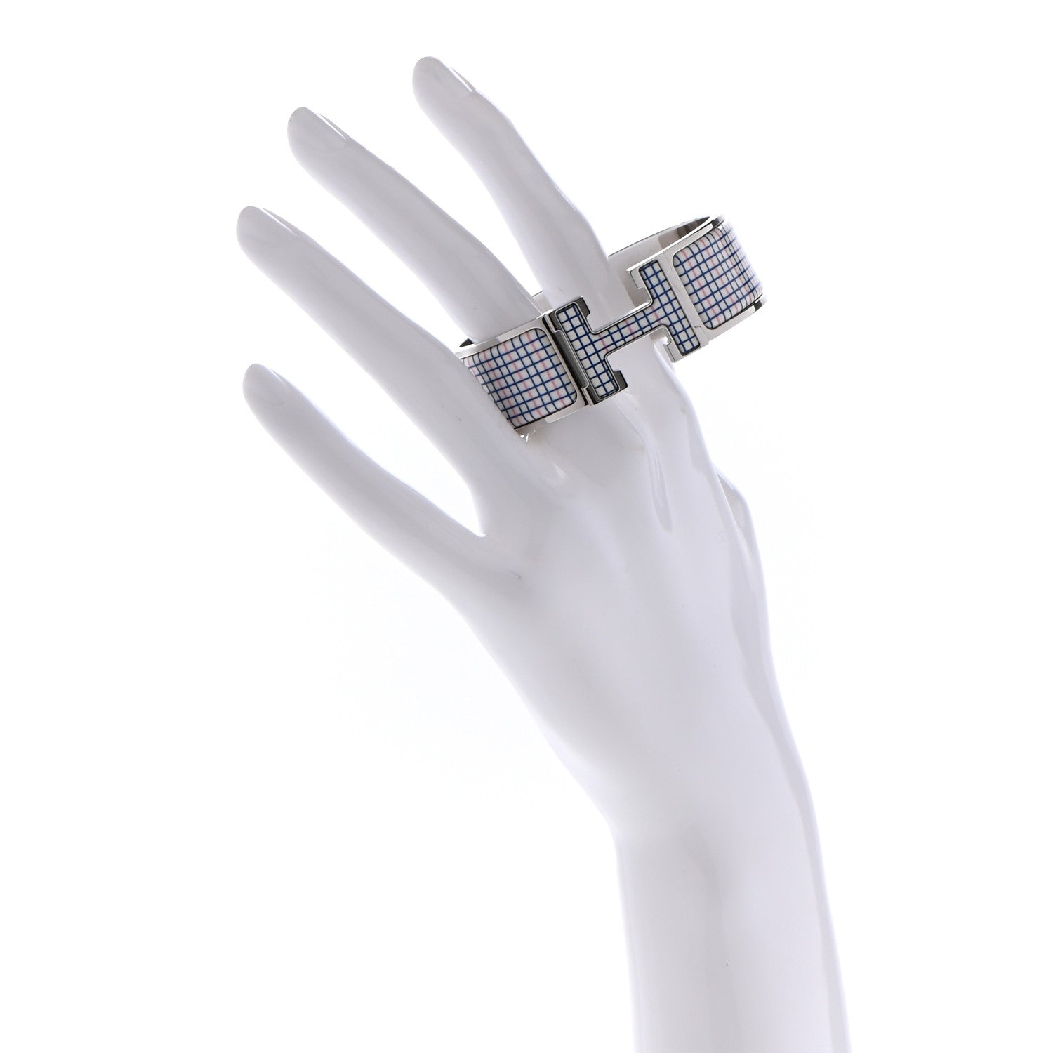Hermes Enamel Wide Clic Clac H Tartan Bracelet PM Pink Delirium 2 of 5
