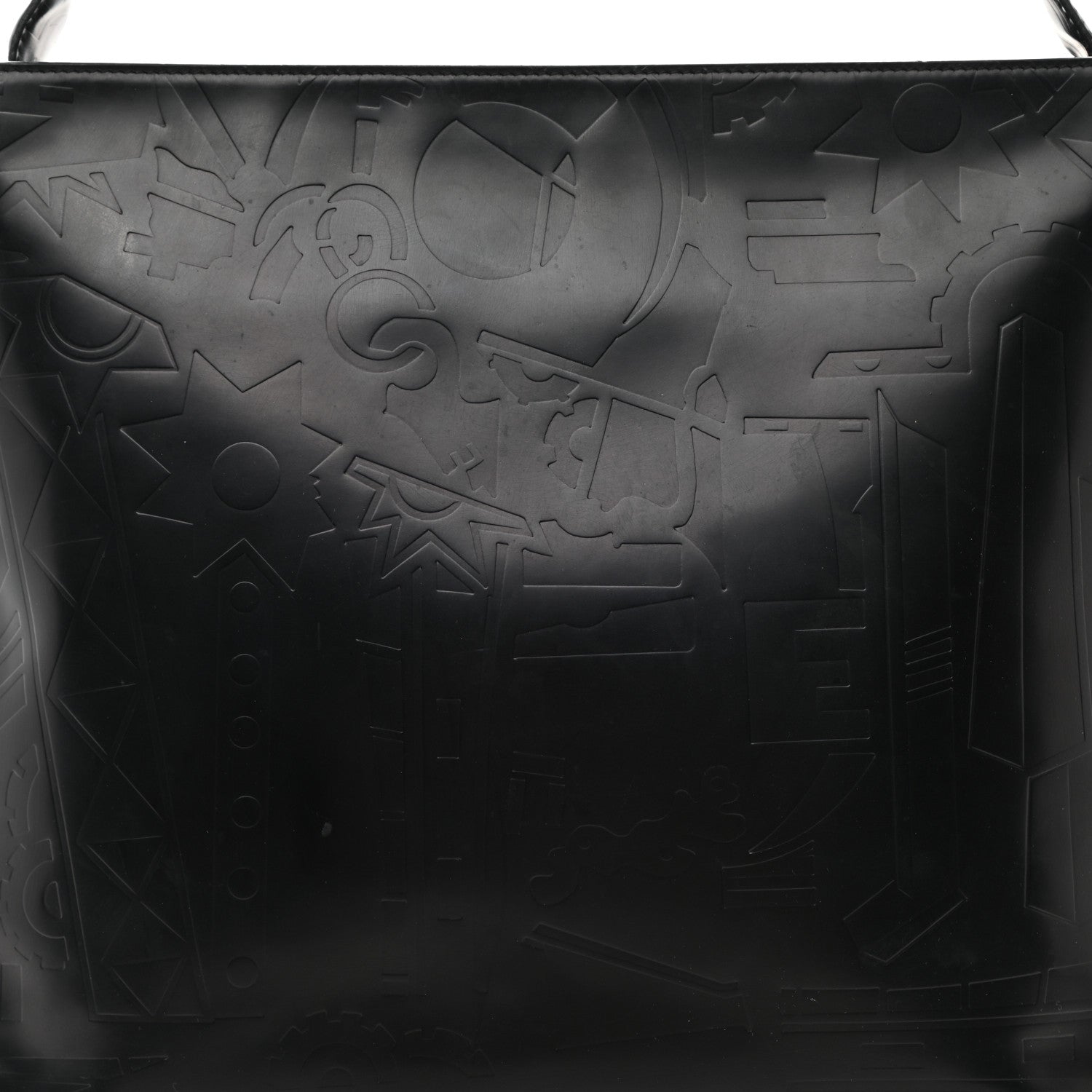 Prada Calfskin Embossed Shoulder Bag Black 8 of 8