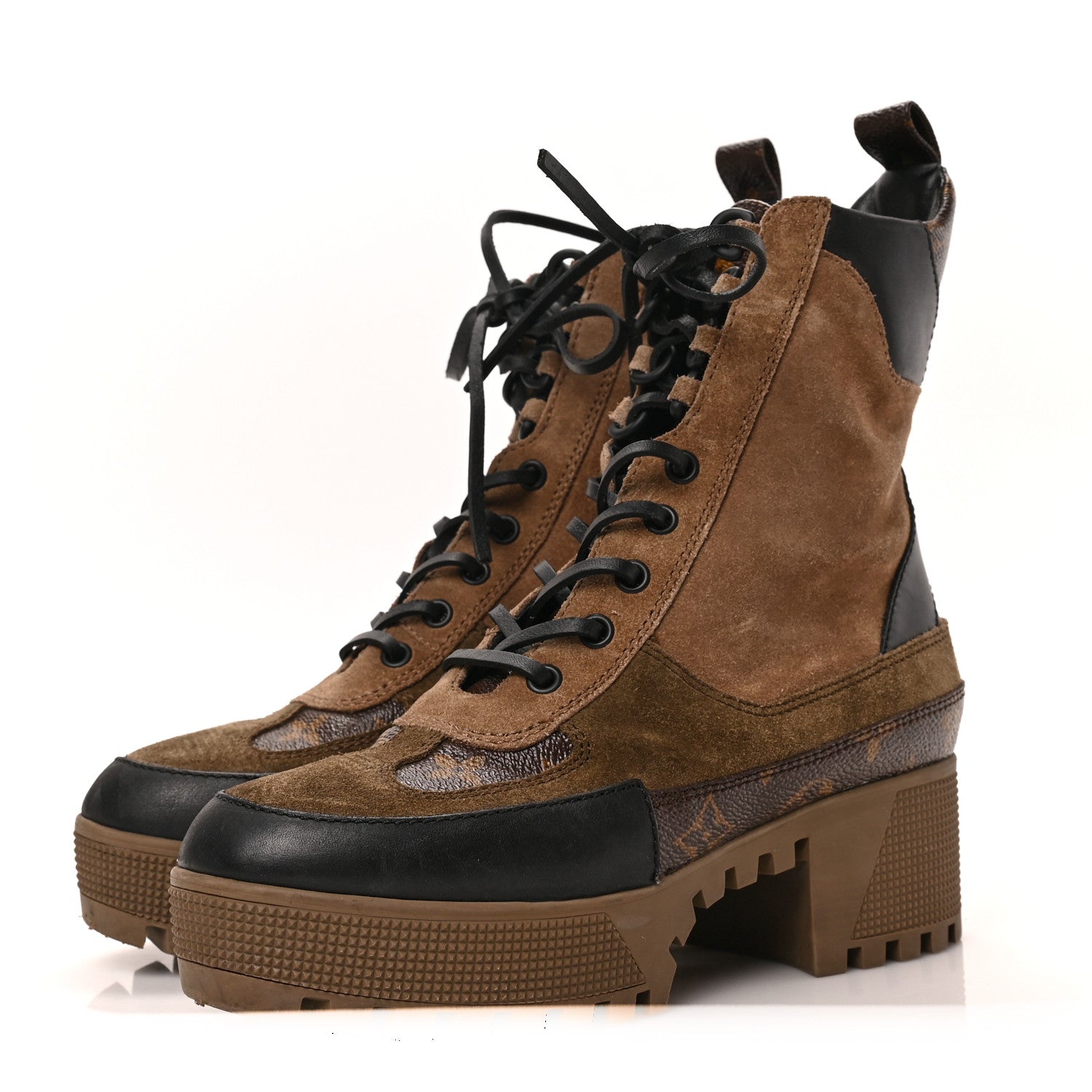 Louis Vuitton Suede Calfskin Monogram Laureate Platform Desert Boots 36 Taupe 3 of 6