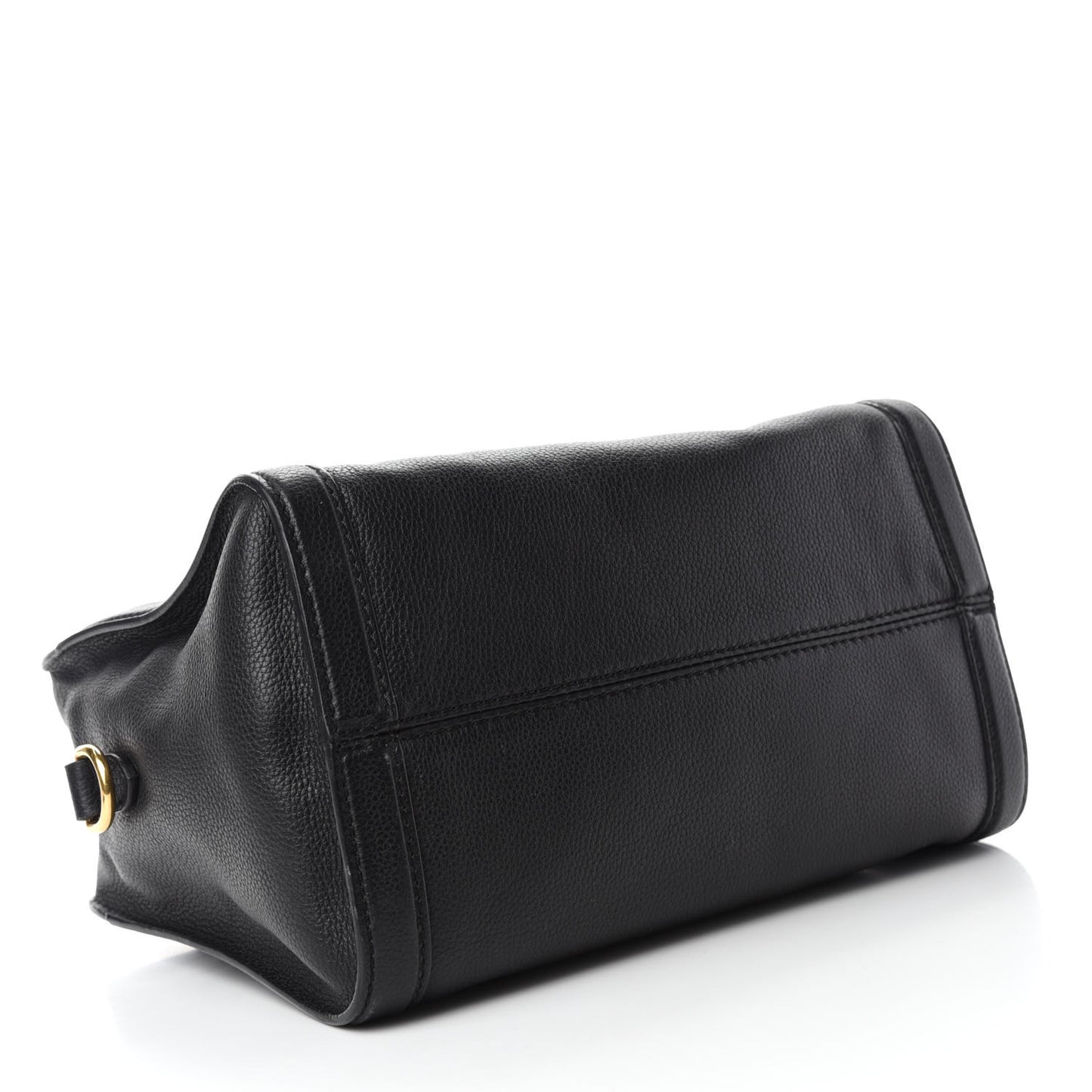Pebbled Calfskin Small Skull Padlock Zip Around Tote Black
