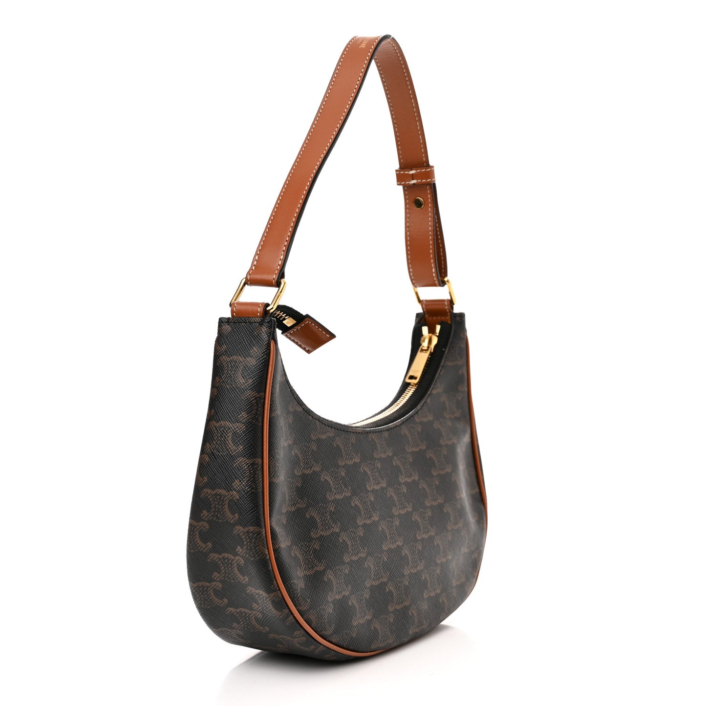 Triomphe Canvas Calfskin Ava Shoulder Bag Tan