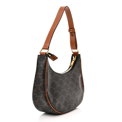 Celine Triomphe Canvas Calfskin Ava Shoulder Bag Tan 3 of 14