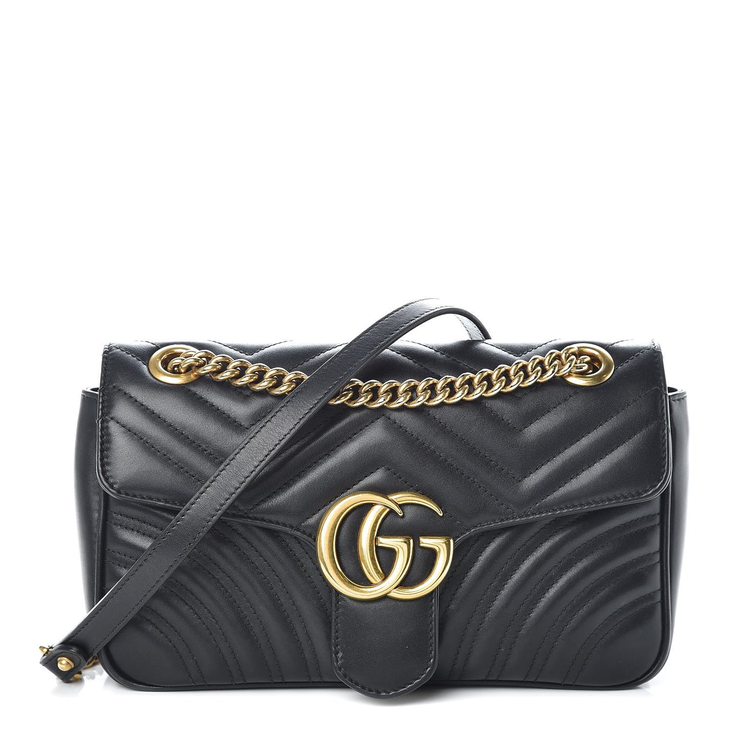 Calfskin Matelasse Small GG Marmont Shoulder Bag Black