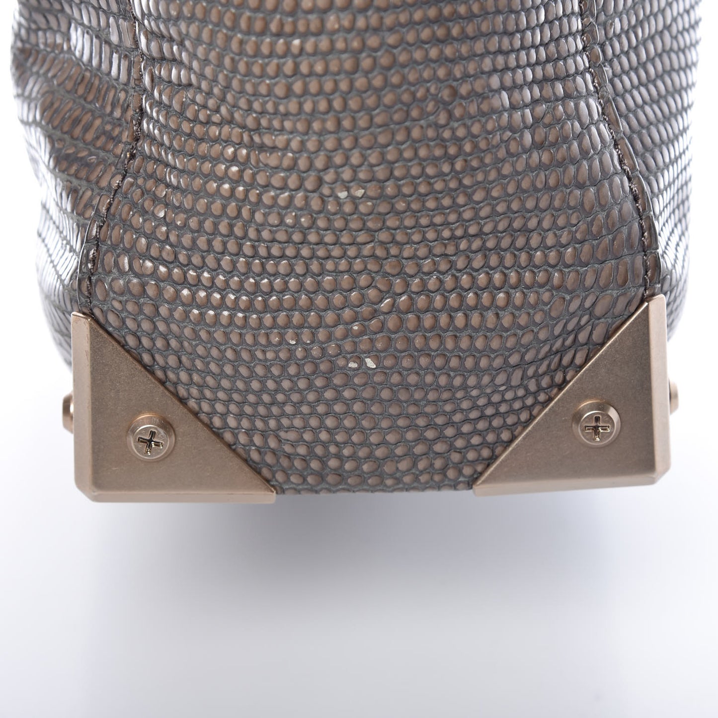 Lizard Embossed Prisma Skeletal Tote Grey