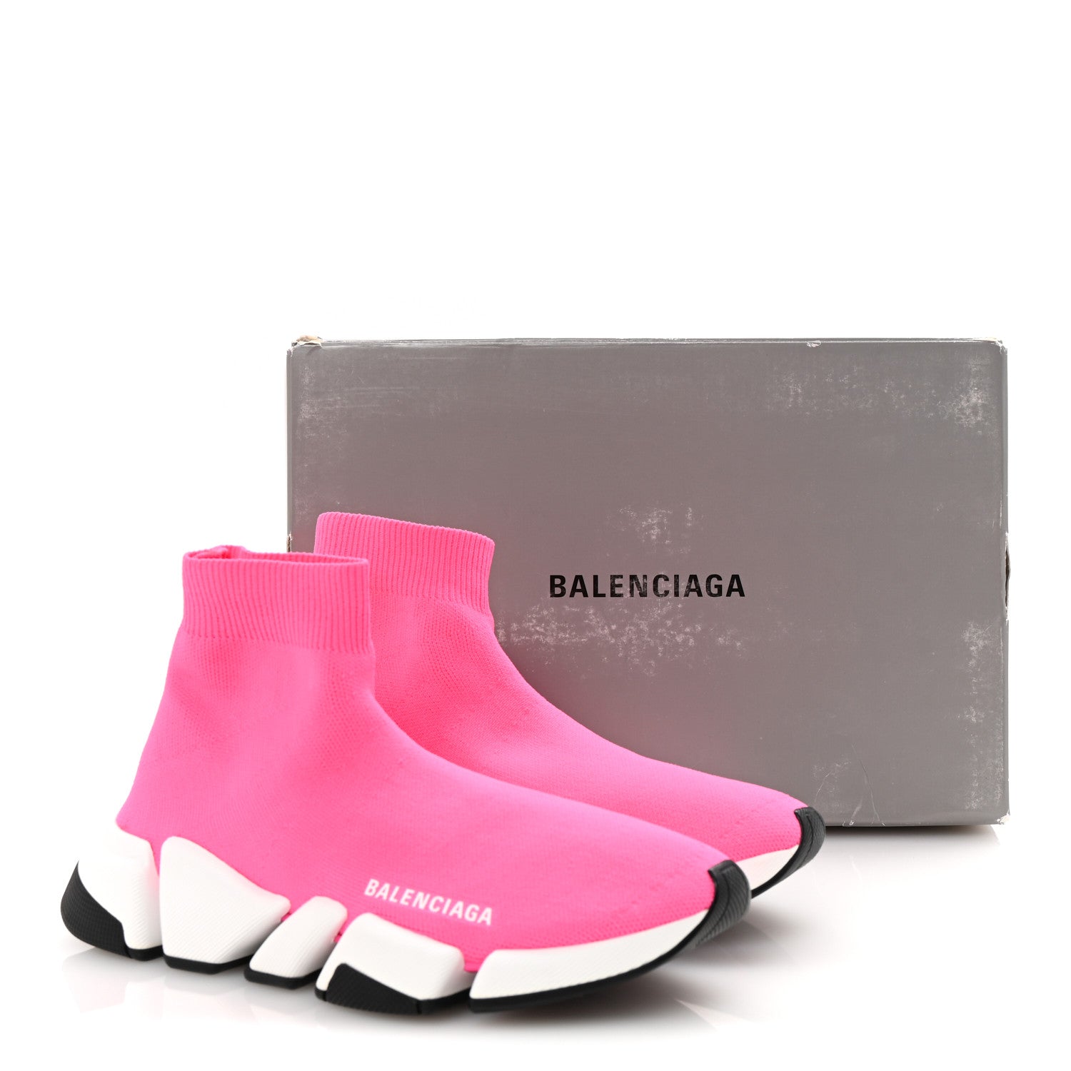 Balenciaga Neoprene Knit Womens Speed Sneakers 38 Pink White 9 of 9
