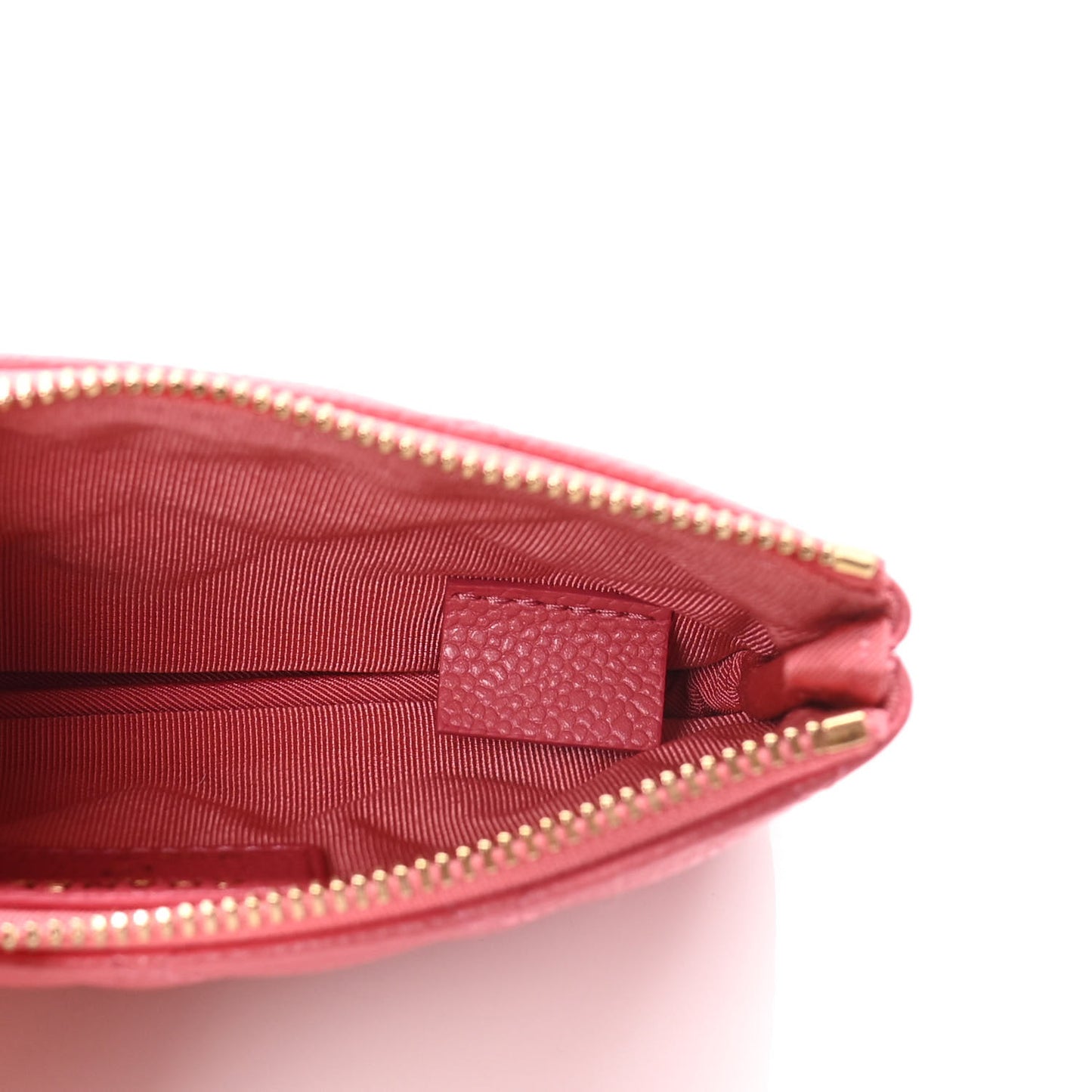 Caviar Quilted Small Cosmetic Case Dark Pink