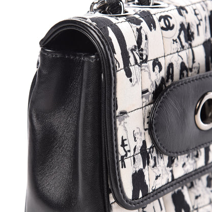Chanel Silk Lambskin Coco Mademoiselle Scarf Flap Bag White Black 14 of 15