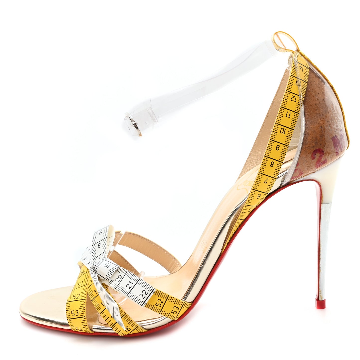 PVC Patent Ruban Calfskin Metricathy 100 Sandal Pumps 37.5 Transparent Yellow