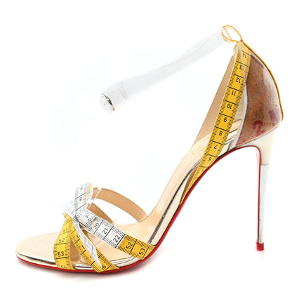Christian Louboutin PVC Patent Ruban Calfskin Metricathy 100 Sandal Pumps 37.5 Transparent Yellow 1 of 9
