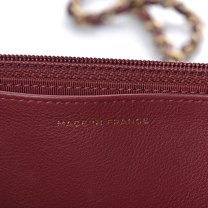 Chanel Lambskin Chevron Quilted CC Wallet On Chain WOC Red 7 of 12