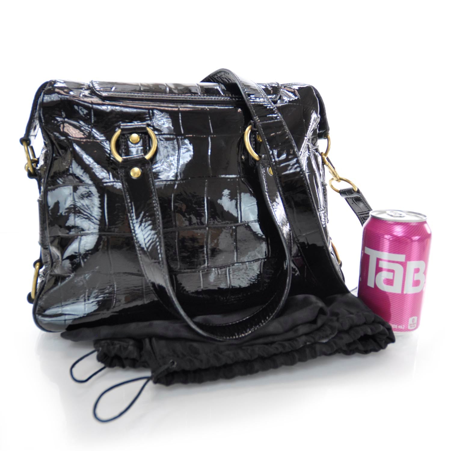 Saint Laurent Patent Croc Muse Messenger Black 4 of 8