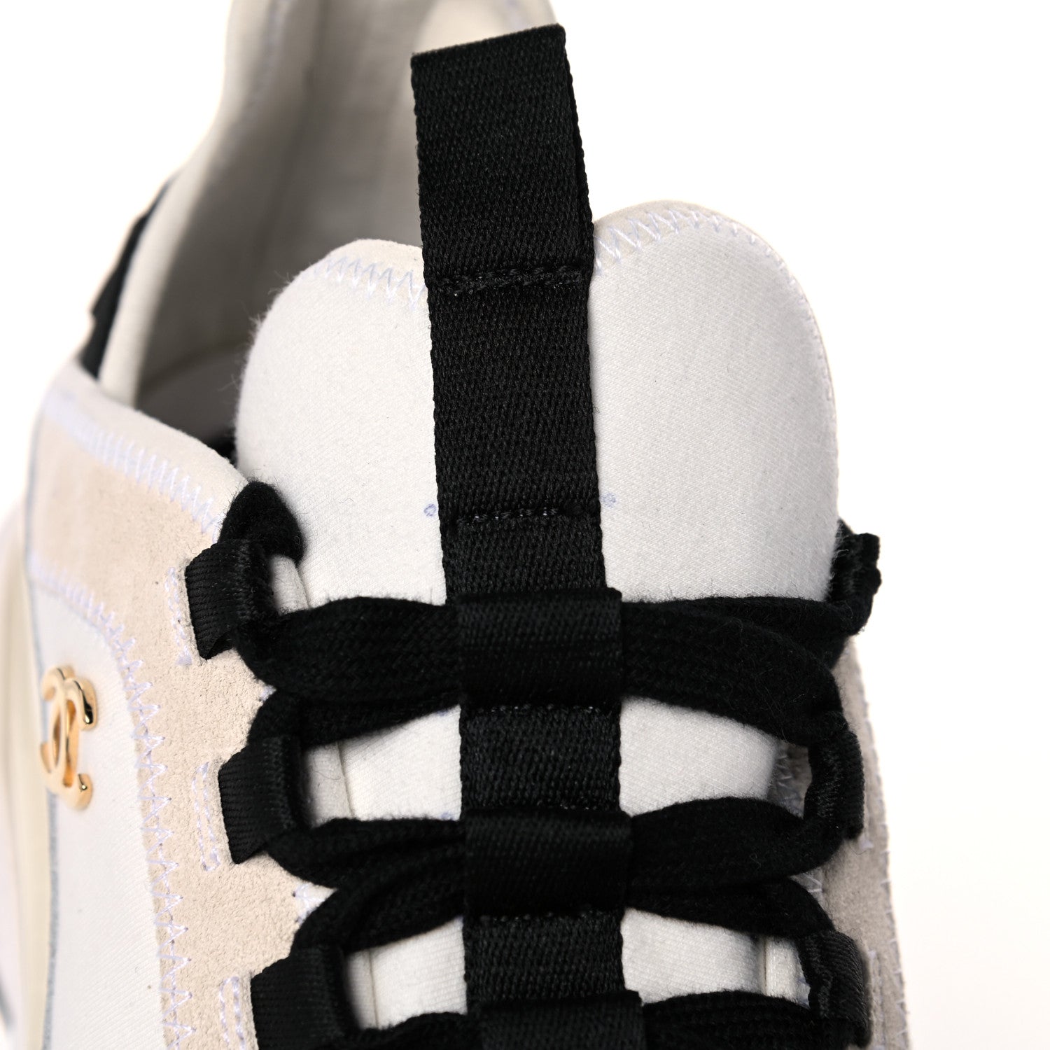Chanel Velvet Calfskin Mixed Fibers CC Sneakers 39 Ivory Black 13 of 17